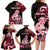 Personalised New Zealand Maori Taniwha Family Matching Long Sleeve Bodycon Dress and Hawaiian Shirt Silver Fern Red Version