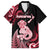 Personalised New Zealand Maori Taniwha Family Matching Long Sleeve Bodycon Dress and Hawaiian Shirt Silver Fern Red Version