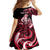 Personalised New Zealand Maori Taniwha Family Matching Off Shoulder Maxi Dress and Hawaiian Shirt Silver Fern Red Version