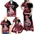 Personalised New Zealand Maori Taniwha Family Matching Off Shoulder Maxi Dress and Hawaiian Shirt Silver Fern Red Version