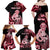 Personalised New Zealand Maori Taniwha Family Matching Off Shoulder Maxi Dress and Hawaiian Shirt Silver Fern Red Version