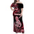 Personalised New Zealand Maori Taniwha Family Matching Off Shoulder Maxi Dress and Hawaiian Shirt Silver Fern Red Version