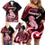 Personalised New Zealand Maori Taniwha Family Matching Off Shoulder Short Dress and Hawaiian Shirt Silver Fern Red Version