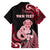 Personalised New Zealand Maori Taniwha Family Matching Off Shoulder Short Dress and Hawaiian Shirt Silver Fern Red Version