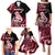 Personalised New Zealand Maori Taniwha Family Matching Puletasi and Hawaiian Shirt Silver Fern Red Version