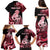 Personalised New Zealand Maori Taniwha Family Matching Puletasi and Hawaiian Shirt Silver Fern Red Version