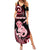 Personalised New Zealand Maori Taniwha Family Matching Summer Maxi Dress and Hawaiian Shirt Silver Fern Red Version