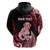 Personalised New Zealand Maori Taniwha Hoodie Silver Fern Red Version