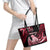 New Zealand Maori Taniwha Leather Tote Bag Silver Fern Red Version