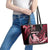 New Zealand Maori Taniwha Leather Tote Bag Silver Fern Red Version