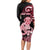 Personalised New Zealand Maori Taniwha Long Sleeve Bodycon Dress Silver Fern Red Version