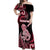 Personalised New Zealand Maori Taniwha Off Shoulder Maxi Dress Silver Fern Red Version