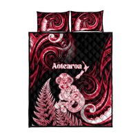 New Zealand Maori Taniwha Quilt Bed Set Silver Fern Red Version LT05 - Polynesian Pride
