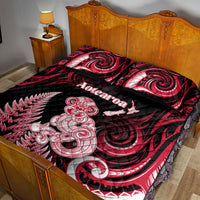 New Zealand Maori Taniwha Quilt Bed Set Silver Fern Red Version LT05 - Polynesian Pride