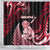 New Zealand Maori Taniwha Shower Curtain Silver Fern Red Version