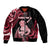 Personalised New Zealand Maori Taniwha Sleeve Zip Bomber Jacket Silver Fern Red Version