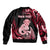 Personalised New Zealand Maori Taniwha Sleeve Zip Bomber Jacket Silver Fern Red Version