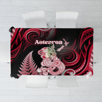 New Zealand Maori Taniwha Tablecloth Silver Fern Red Version LT05 Red - Polynesian Pride