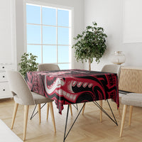New Zealand Maori Taniwha Tablecloth Silver Fern Red Version LT05 - Polynesian Pride