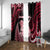 New Zealand Maori Taniwha Window Curtain Silver Fern Red Version