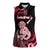 Personalised New Zealand Maori Taniwha Women Sleeveless Polo Shirt Silver Fern Red Version