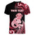 Personalised New Zealand Maori Taniwha Women V-Neck T-Shirt Silver Fern Red Version