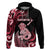 Personalised New Zealand Maori Taniwha Zip Hoodie Silver Fern Red Version