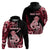 Personalised New Zealand Maori Taniwha Zip Hoodie Silver Fern Red Version