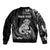 Personalised New Zealand Maori Taniwha Bomber Jacket Silver Fern Black Version