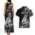 Personalised New Zealand Maori Taniwha Couples Matching Tank Maxi Dress and Hawaiian Shirt Silver Fern Black Version