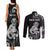 Personalised New Zealand Maori Taniwha Couples Matching Tank Maxi Dress and Long Sleeve Button Shirt Silver Fern Black Version