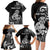 Personalised New Zealand Maori Taniwha Family Matching Long Sleeve Bodycon Dress and Hawaiian Shirt Silver Fern Black Version