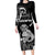 Personalised New Zealand Maori Taniwha Family Matching Long Sleeve Bodycon Dress and Hawaiian Shirt Silver Fern Black Version