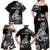 Personalised New Zealand Maori Taniwha Family Matching Off Shoulder Maxi Dress and Hawaiian Shirt Silver Fern Black Version