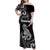 Personalised New Zealand Maori Taniwha Family Matching Off Shoulder Maxi Dress and Hawaiian Shirt Silver Fern Black Version