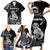 Personalised New Zealand Maori Taniwha Family Matching Short Sleeve Bodycon Dress and Hawaiian Shirt Silver Fern Black Version