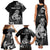 Personalised New Zealand Maori Taniwha Family Matching Tank Maxi Dress and Hawaiian Shirt Silver Fern Black Version