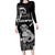 Personalised New Zealand Maori Taniwha Long Sleeve Bodycon Dress Silver Fern Black Version