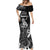 Personalised New Zealand Maori Taniwha Mermaid Dress Silver Fern Black Version