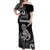 Personalised New Zealand Maori Taniwha Off Shoulder Maxi Dress Silver Fern Black Version