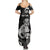 Personalised New Zealand Maori Taniwha Summer Maxi Dress Silver Fern Black Version