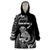 Personalised New Zealand Maori Taniwha Wearable Blanket Hoodie Silver Fern Black Version