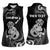 Personalised New Zealand Maori Taniwha Women Sleeveless Polo Shirt Silver Fern Black Version