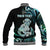 Personalised New Zealand Maori Taniwha Baseball Jacket Silver Fern Paua Shell Version