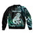 Personalised New Zealand Maori Taniwha Bomber Jacket Silver Fern Paua Shell Version