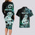 Personalised New Zealand Maori Taniwha Couples Matching Long Sleeve Bodycon Dress and Hawaiian Shirt Silver Fern Paua Shell Version