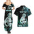 Personalised New Zealand Maori Taniwha Couples Matching Summer Maxi Dress and Hawaiian Shirt Silver Fern Paua Shell Version