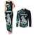 Personalised New Zealand Maori Taniwha Couples Matching Tank Maxi Dress and Long Sleeve Button Shirt Silver Fern Paua Shell Version