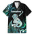 Personalised New Zealand Maori Taniwha Family Matching Mermaid Dress and Hawaiian Shirt Silver Fern Paua Shell Version