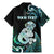 Personalised New Zealand Maori Taniwha Family Matching Mermaid Dress and Hawaiian Shirt Silver Fern Paua Shell Version